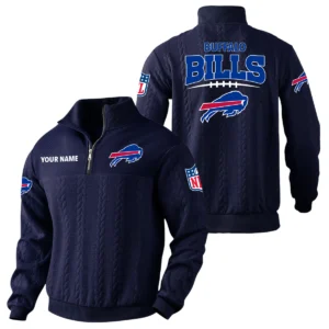 Buffalo Bills Quarter Zip Sweatshirt Stand Collar Custom Name