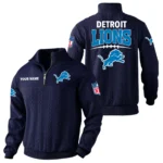 Detroit Lions Quarter Zip Sweatshirt Stand Collar Custom Name