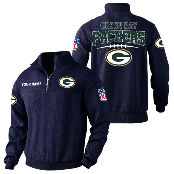Green Bay Packers Quarter Zip Sweatshirt Stand Collar Custom Name