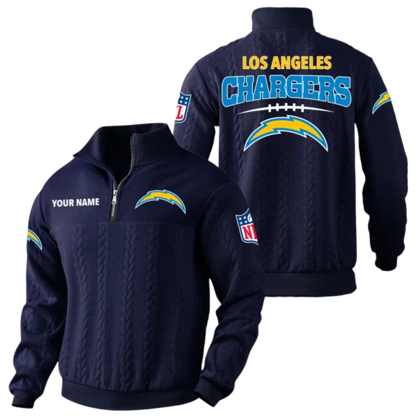 Los Angeles Chargers Quarter Zip Sweatshirt Stand Collar Custom Name