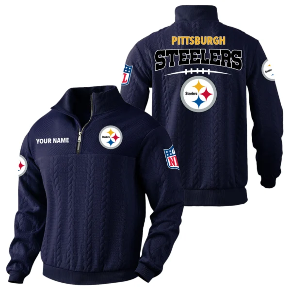 Pittsburgh Steelers Quarter Zip Sweatshirt Stand Collar Custom Name