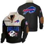 Buffalo Bills Knitted Ribbed Corduroy Sweatshirt Mid Stretch Stand Collar Pullover Sweater, Custom Name