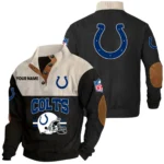 Indianapolis Colts Knitted Ribbed Corduroy Sweatshirt Mid Stretch Stand Collar Pullover Sweater, Custom Name