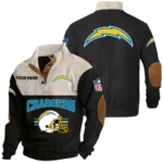 Los Angeles Chargers Knitted Ribbed Corduroy Sweatshirt Mid Stretch Stand Collar Pullover Sweater, Custom Name