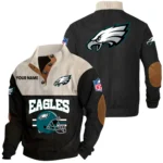 Philadelphia Eagles Knitted Ribbed Corduroy Sweatshirt Mid Stretch Stand Collar Pullover Sweater, Custom Name