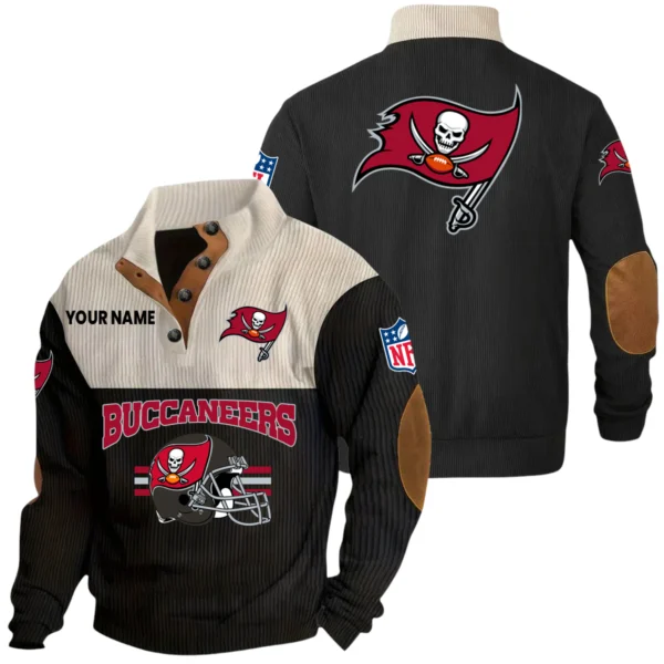 Tampa Bay Buccaneers Knitted Ribbed Corduroy Sweatshirt Mid Stretch Stand Collar Pullover Sweater, Custom Name