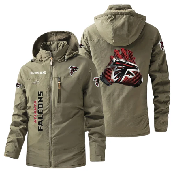 Atlanta Falcons Windbreaker Jacket Hooded, Warm Lining Waterproof Custom Name