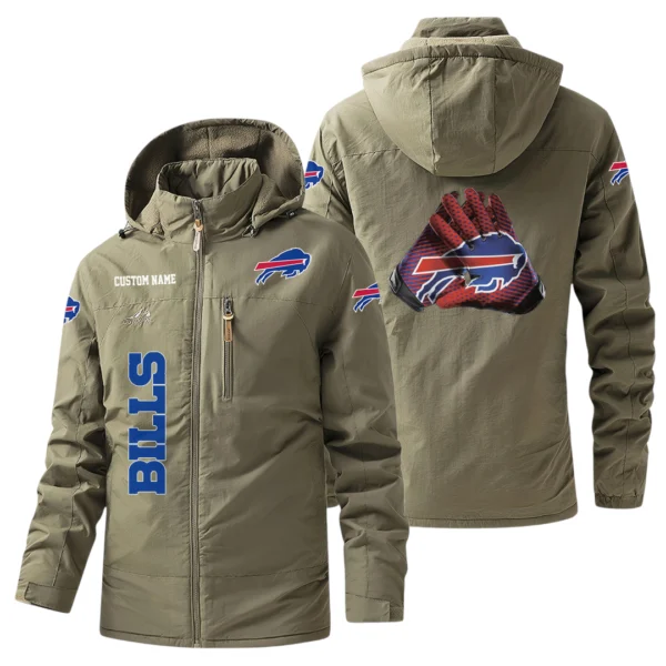 Buffalo Bills Windbreaker Jacket Hooded, Warm Lining Waterproof Custom Name