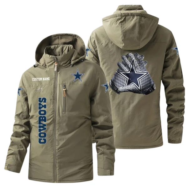 Dallas Cowboys Windbreaker Jacket Hooded, Warm Lining Waterproof Custom Name