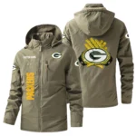 Green Bay Packers Windbreaker Jacket Hooded, Warm Lining Waterproof Custom Name