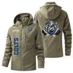 Indianapolis Colts Windbreaker Jacket Hooded, Warm Lining Waterproof Custom Name