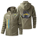 Los Angeles Chargers Windbreaker Jacket Hooded, Warm Lining Waterproof Custom Name