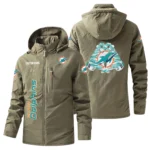 Miami Dolphins Windbreaker Jacket Hooded, Warm Lining Waterproof Custom Name
