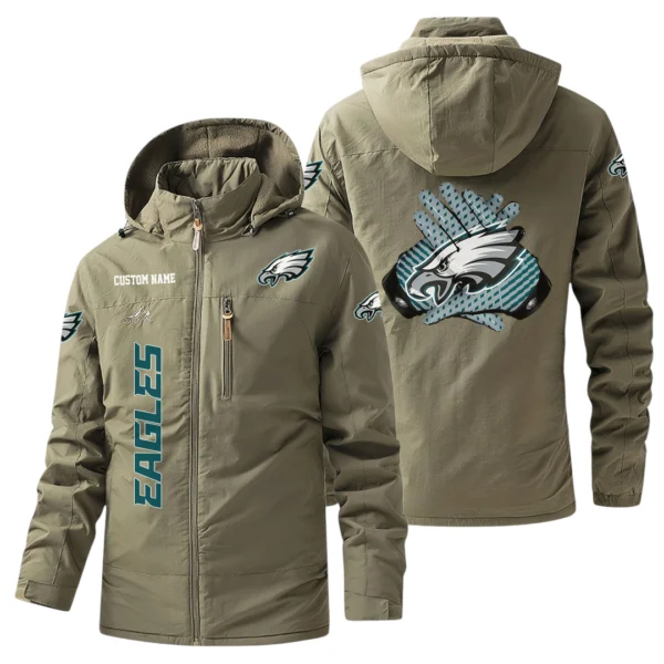 Philadelphia Eagles Windbreaker Jacket Hooded, Warm Lining Waterproof Custom Name