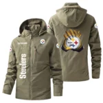 Pittsburgh Steelers Windbreaker Jacket Hooded, Warm Lining Waterproof Custom Name