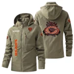 Chicago Bears Windbreaker Jacket Hooded, Warm Lining Waterproof Custom Name