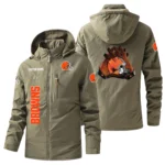 Cleveland Browns Windbreaker Jacket Hooded, Warm Lining Waterproof Custom Name