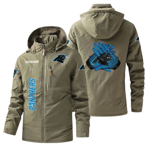 Carolina Panthers Windbreaker Jacket Hooded, Warm Lining Waterproof Custom Name