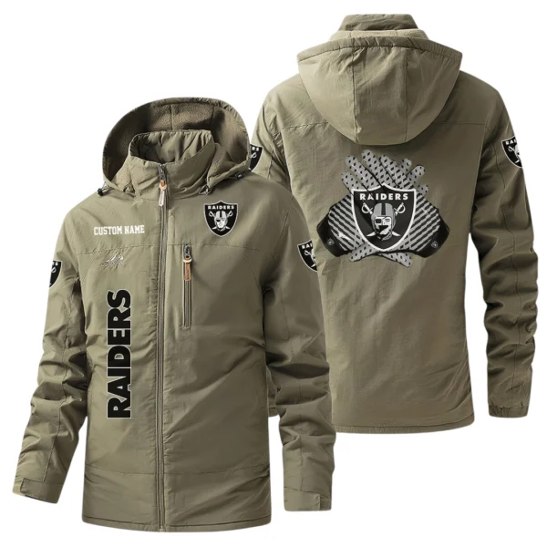 Las Vegas Raiders Windbreaker Jacket Hooded, Warm Lining Waterproof Custom Name