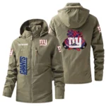 New York Giants Windbreaker Jacket Hooded, Warm Lining Waterproof Custom Name