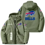 Buffalo Bills Hooded Puffer Jacket Fleece-Lined Custom Name