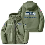 Seattle Seahawks Hooded Puffer Jacket Fleece-Lined Custom Name