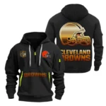 Cleveland Browns Half-Zip Hoodie Multi-Pocket Custom Name