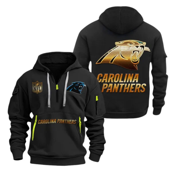 Carolina Panthers Half-Zip Hoodie Multi-Pocket Custom Name