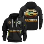 Green Bay Packers Half-Zip Hoodie Multi-Pocket Custom Name