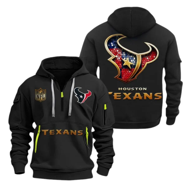Houston Texans Half-Zip Hoodie Multi-Pocket Custom Name