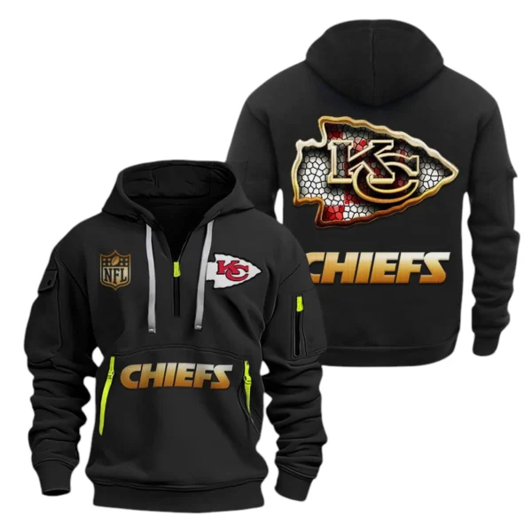 Kansas City Chiefs Half-Zip Hoodie Multi-Pocket Custom Name