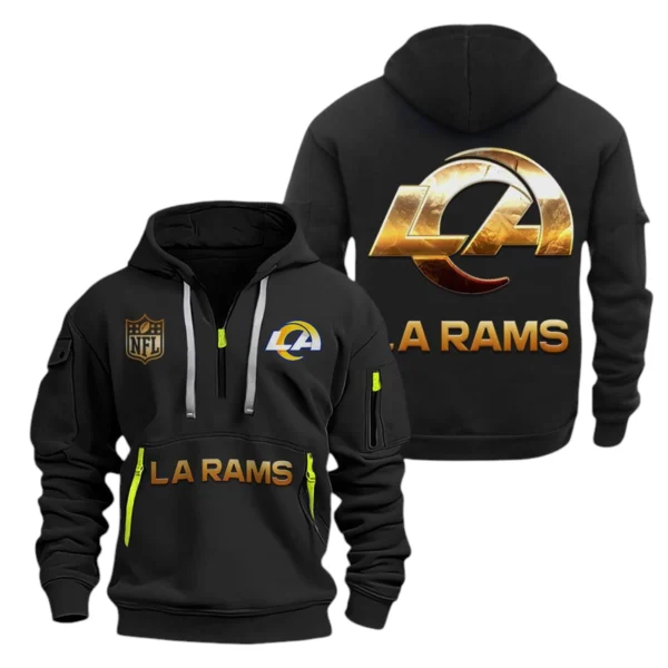 Los Angeles Rams Half-Zip Hoodie Multi-Pocket Custom Name