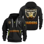 Las Vegas Raiders Half-Zip Hoodie Multi-Pocket Custom Name