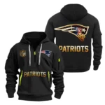 New England Patriots Half-Zip Hoodie Multi-Pocket Custom Name