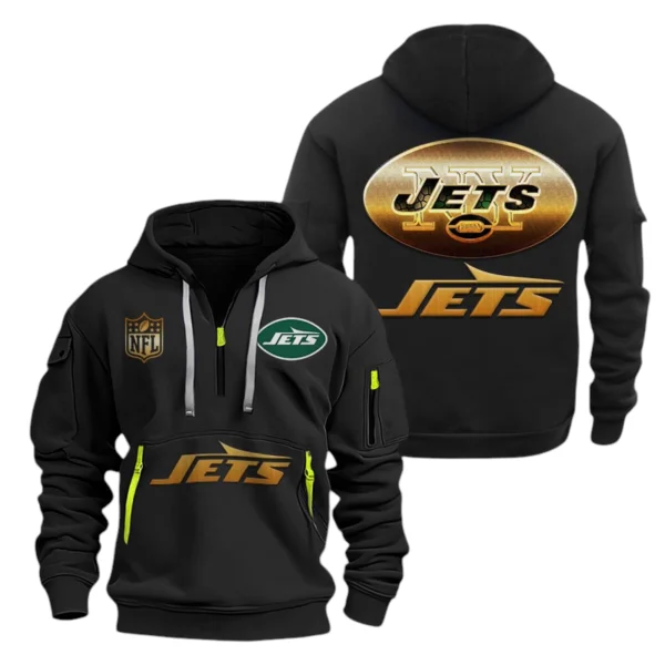New York Jets Half-Zip Hoodie Multi-Pocket Custom Name