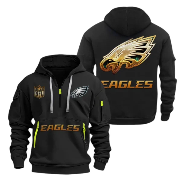 Philadelphia Eagles Half-Zip Hoodie Multi-Pocket Custom Name