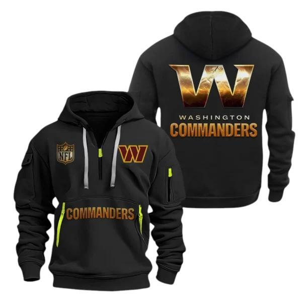 Washington Commanders Half-Zip Hoodie Multi-Pocket Custom Name