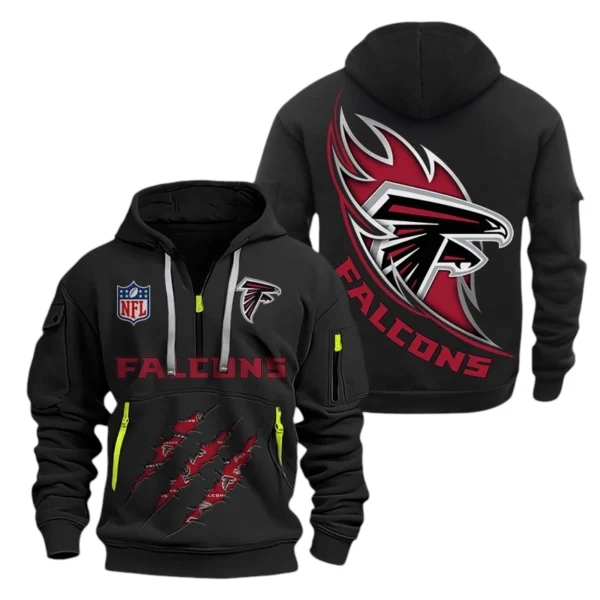 Atlanta Falcons Half-Zip Hoodie Multi-Pocket Custom Text