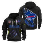 Buffalo Bills Half-Zip Hoodie Multi-Pocket Custom Text