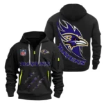 Baltimore Ravens Half-Zip Hoodie Multi-Pocket Custom Text