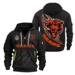 Chicago Bears Half-Zip Hoodie Multi-Pocket Custom Text