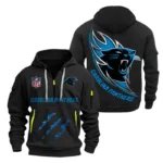 Carolina Panthers Half-Zip Hoodie Multi-Pocket Custom Text