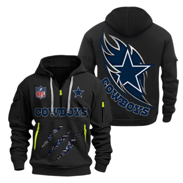Dallas Cowboys Half-Zip Hoodie Multi-Pocket Custom Text