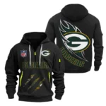 Green Bay Packers Half-Zip Hoodie Multi-Pocket Custom Text