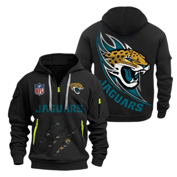 Jacksonville Jaguars Half-Zip Hoodie Multi-Pocket Custom Text