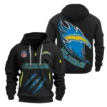 Los Angeles Chargers Half-Zip Hoodie Multi-Pocket Custom Text