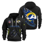 Los Angeles Rams Half-Zip Hoodie Multi-Pocket Custom Text