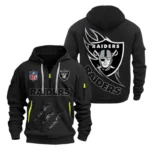 Las Vegas Raiders Half-Zip Hoodie Multi-Pocket Custom Text