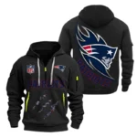 New England Patriots Half-Zip Hoodie Multi-Pocket Custom Text