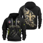 New Orleans Saints Half-Zip Hoodie Multi-Pocket Custom Text